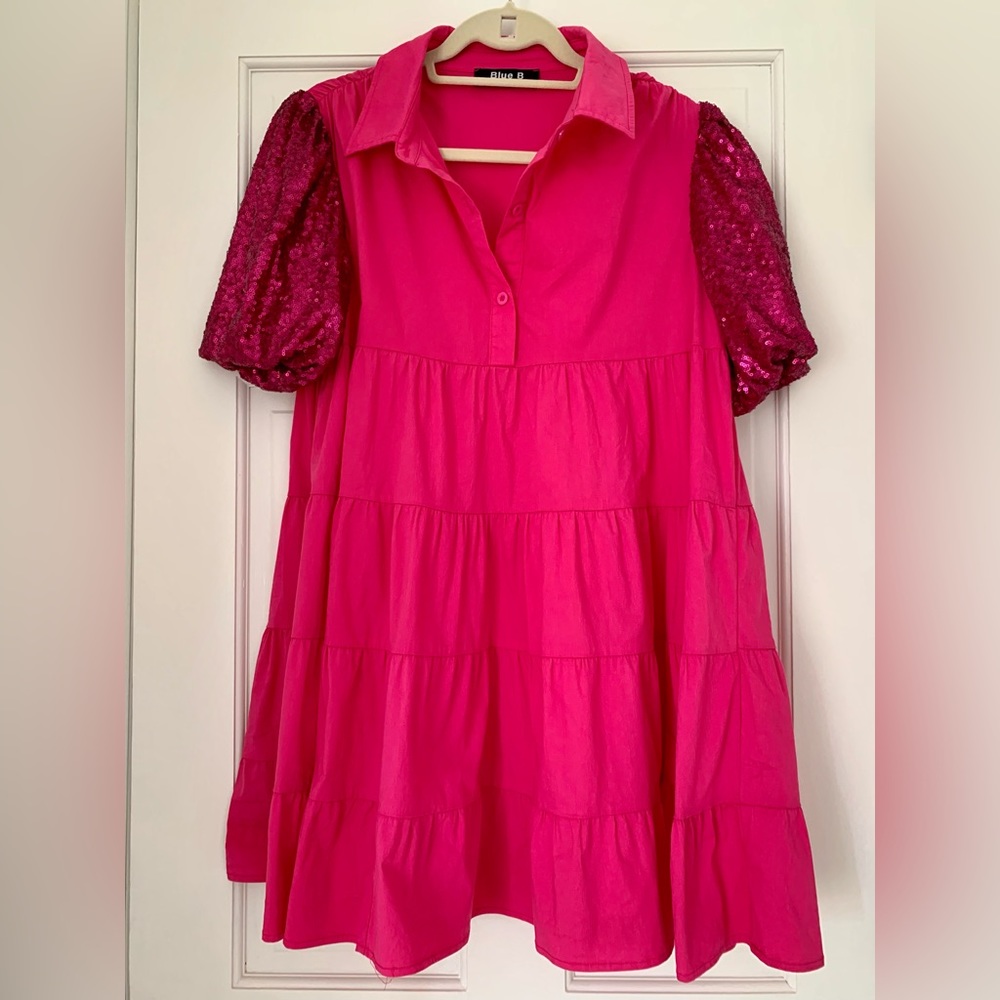 Sequin Puff Sleeve Size L Dress